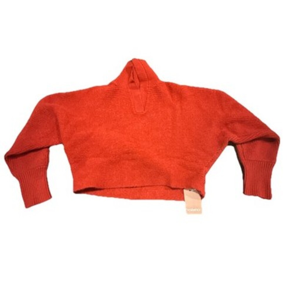 Yesfashion Women’s Turtleneck Cropped Sweater Orange Size Small NWT